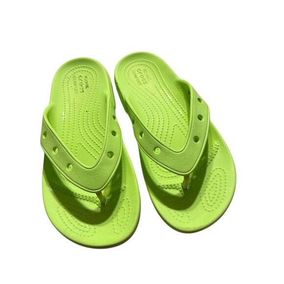 CROCS Shoes - Crocs Womens Lime Green FlipFlops Sandals Lightweight Comfort Casual Wear sz 8